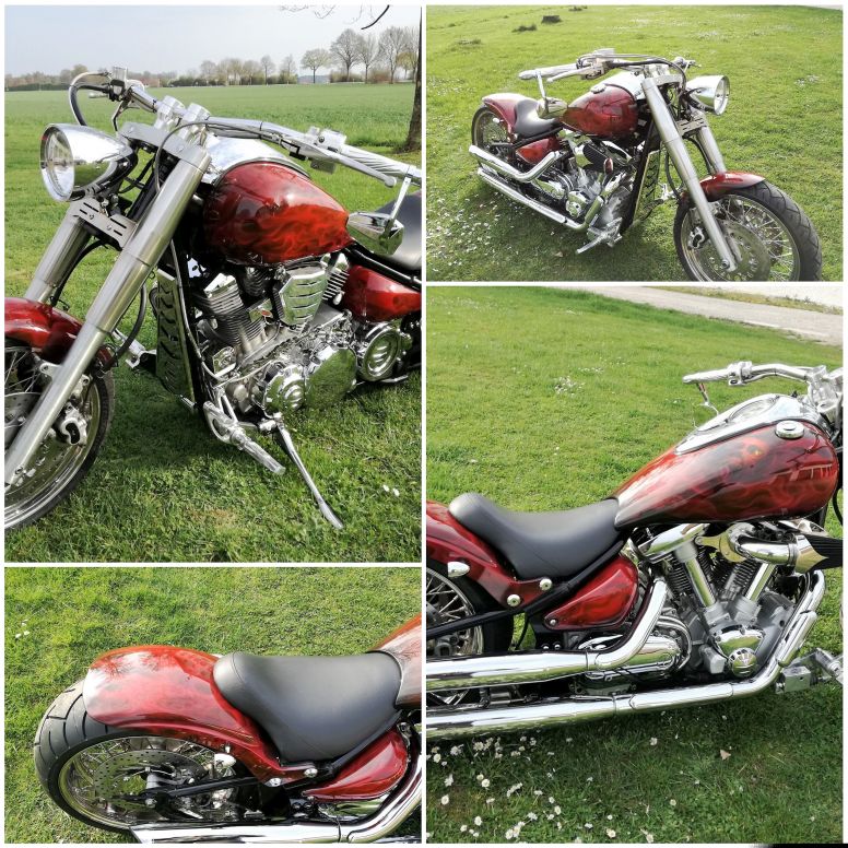 Flammenlackierung in Dunkelrot